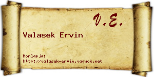 Valasek Ervin névjegykártya